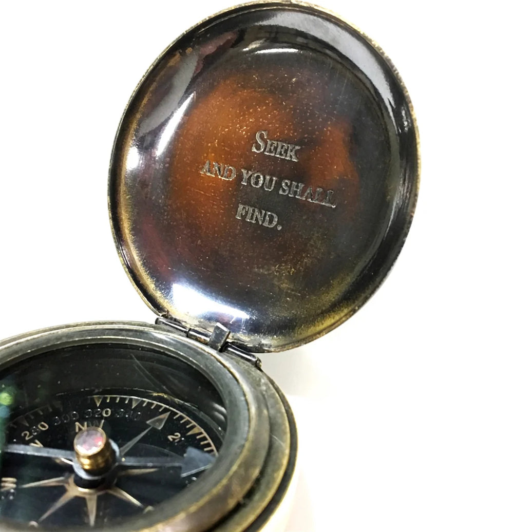 "Seek & You Shall Find"(Push Button Compass Leather Pouch)