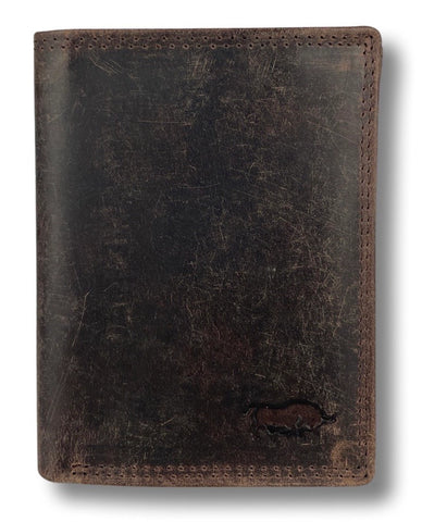 Leather RFID Men's Wallet w/ Snap Pocket - Dark Brown