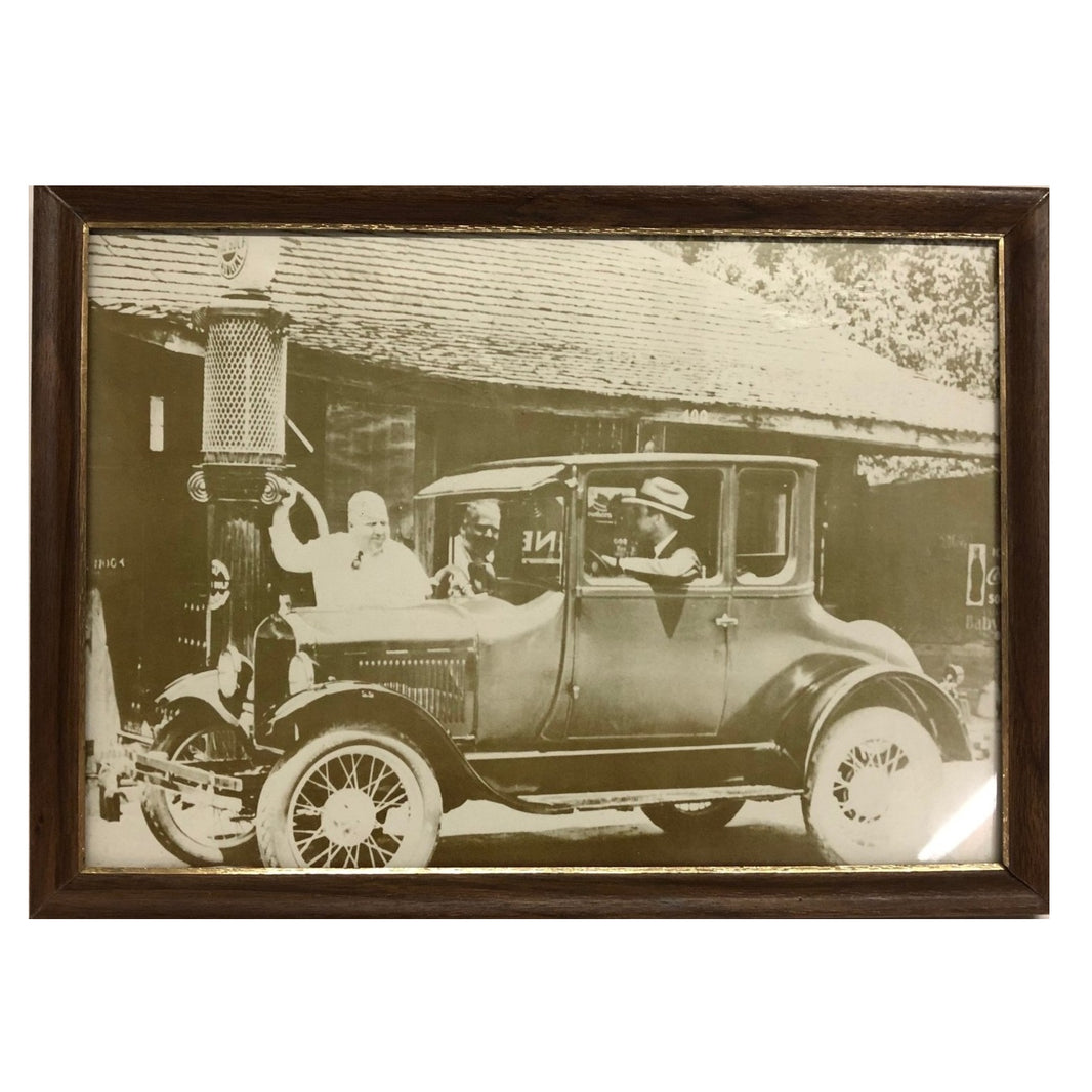 Antique Framed Gas Station Photograph