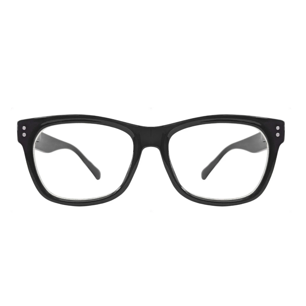 Black eyeglasses on a white background