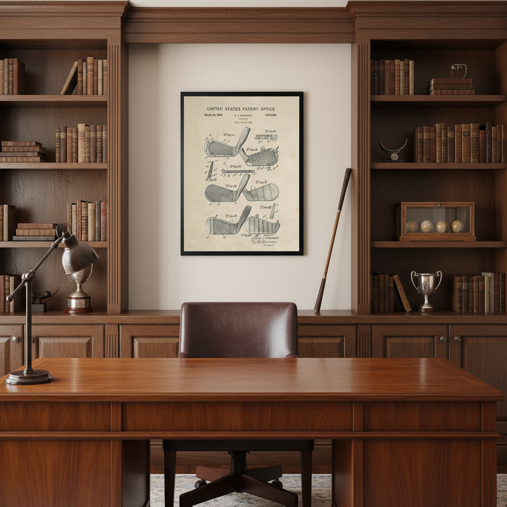 Golf Iron Patent | On a Distressed Background Art