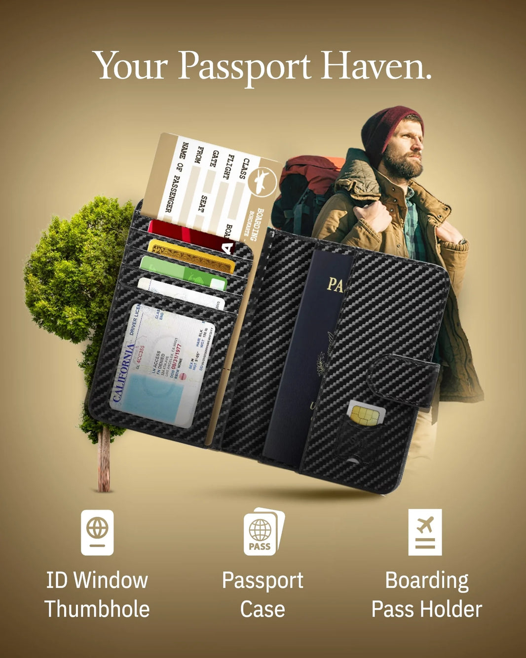 Passport Holder Cover Wallet | RFID Blocking Leather Organizer Black Crazyhorse