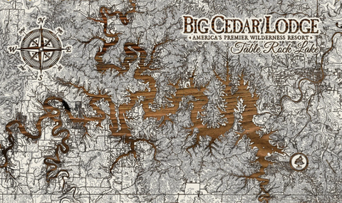 Big Cedar Lodge/Table Rock Lake Wooden Map