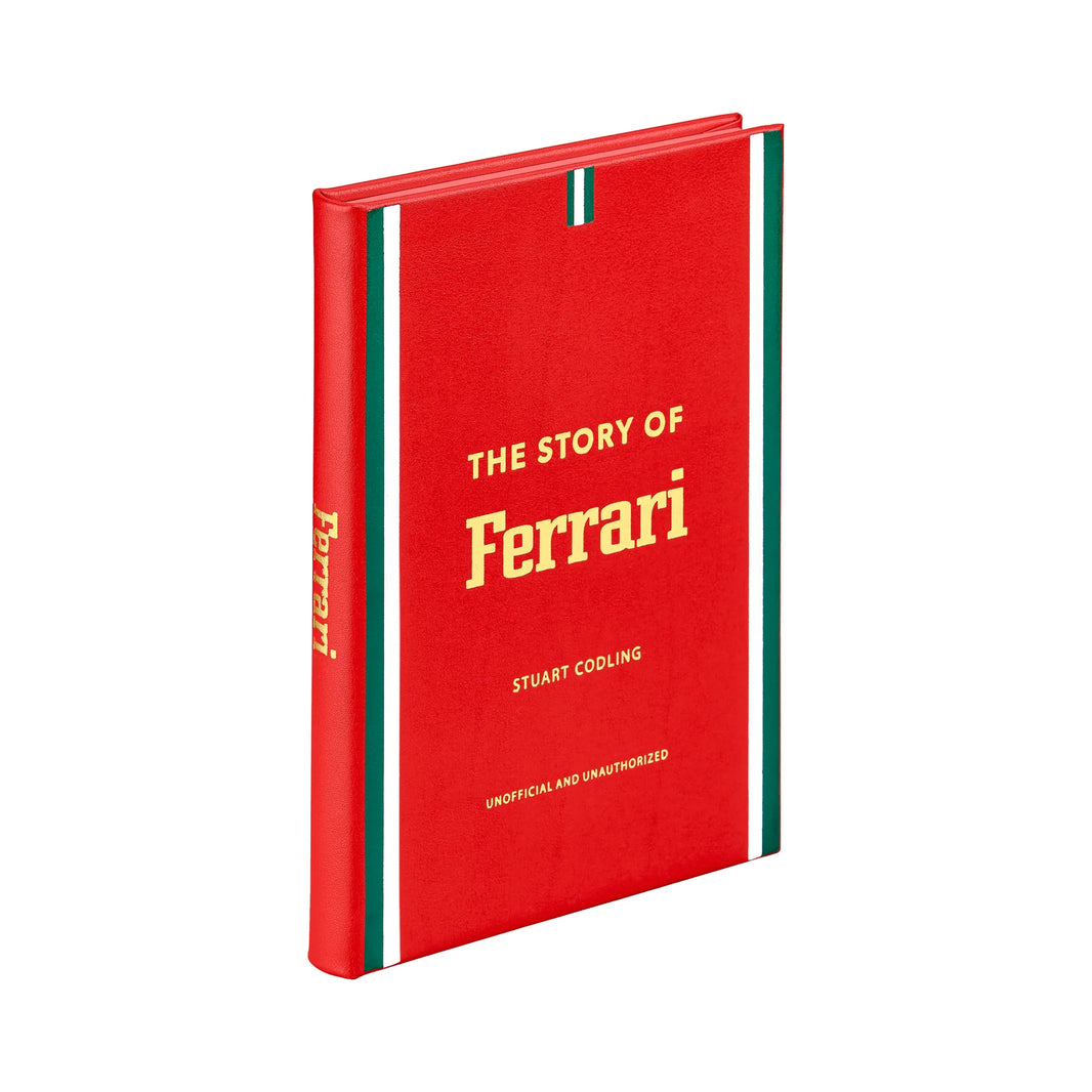 A red book titled The Story of Ferrari by Stuart Codling.