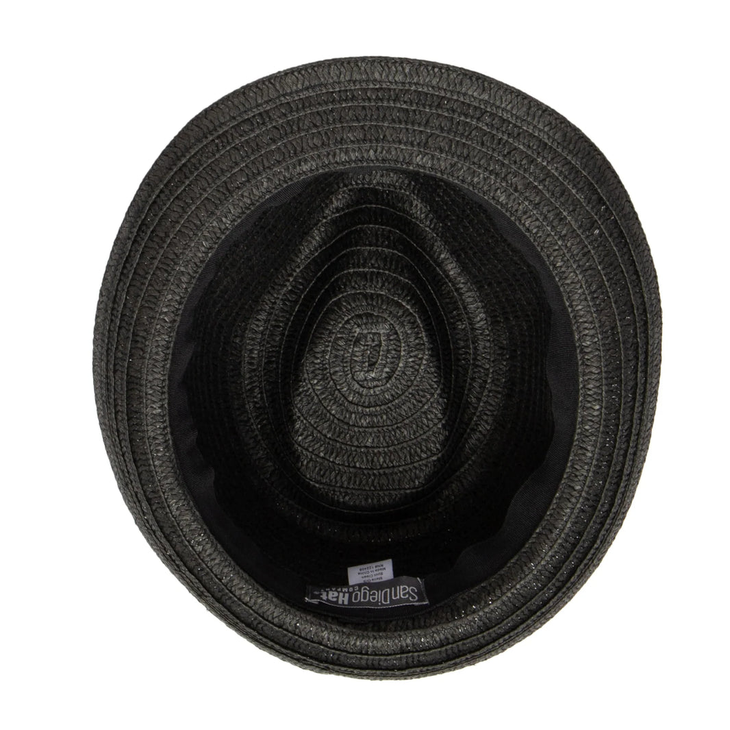 Men's Ultra braided Fedora with a Grosgrain Band (Black)