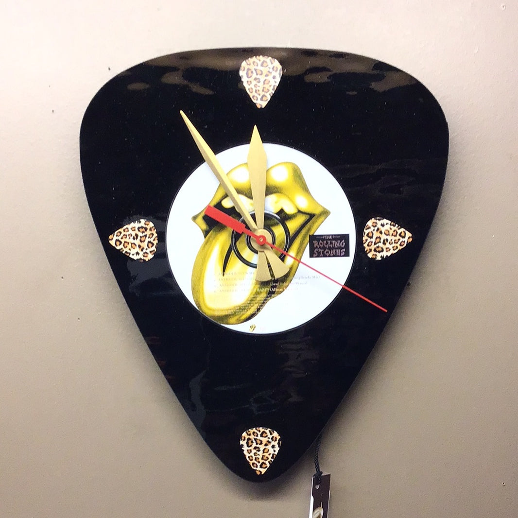 The Rolling Stones Glass Guitar Pick Wall Clock