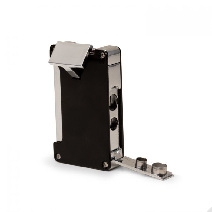 A combination cigar lighter and punch cutter.