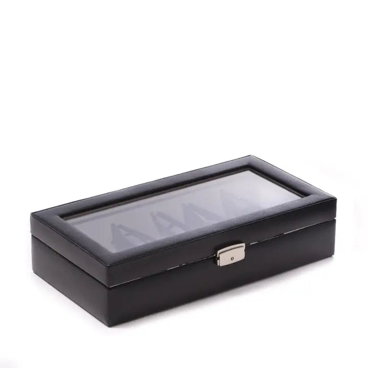 Black Leather Multi Eyeglass Case with Glass Top | Bey-Berk