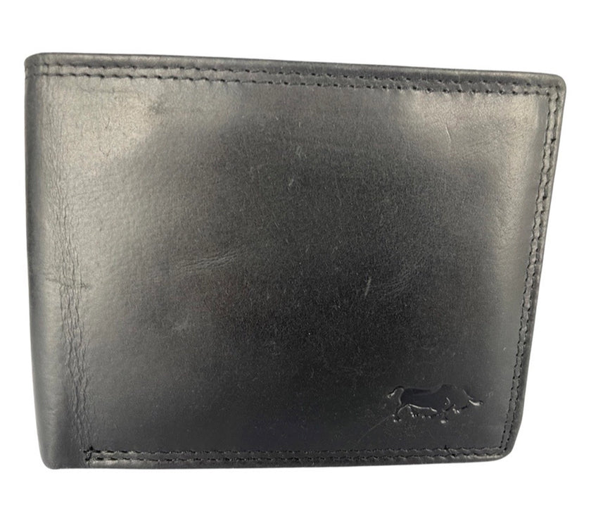 Men's Billfold - Buffalo Leather - RFID Anti Skim - Black