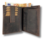 Leather RFID Men's Wallet w/ Snap Pocket - Dark Brown