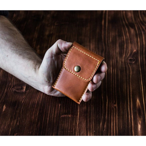Leather Travel Wallet with Snap Closure