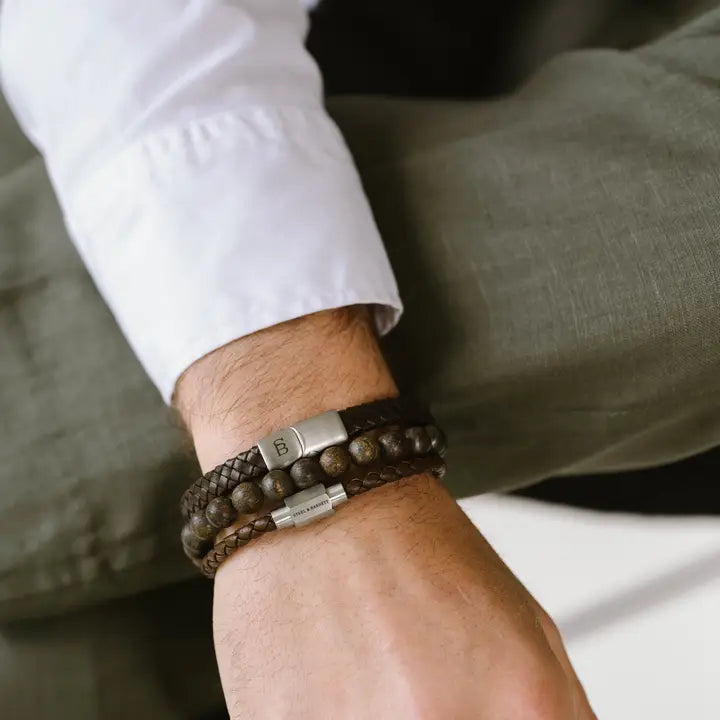 Luke Landon Nappa Leather Bracelet Brown