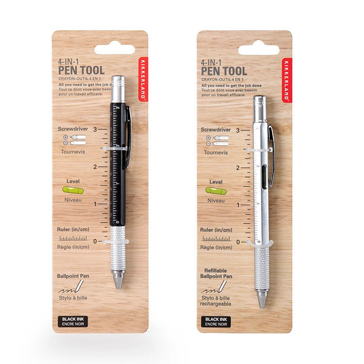 Pen Muti Tool | Black and Silver  4 in 1 Muti pen