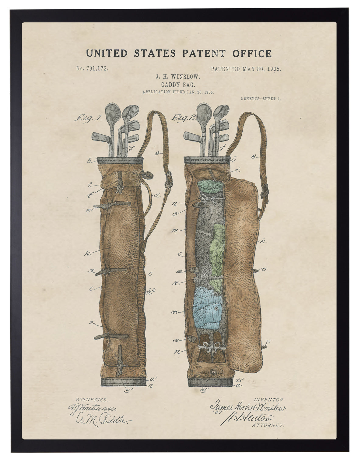 Golf Bag Patent | Watercolor Art