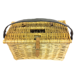Fishing Basket w/ Lid and Leather Carrying Strap