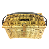 Fishing Basket w/ Lid and Leather Carrying Strap