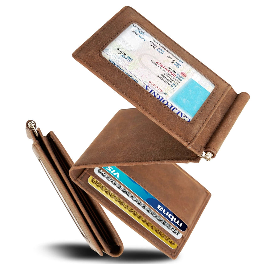 Trifold Vegan Leather Wallet with Money Clip