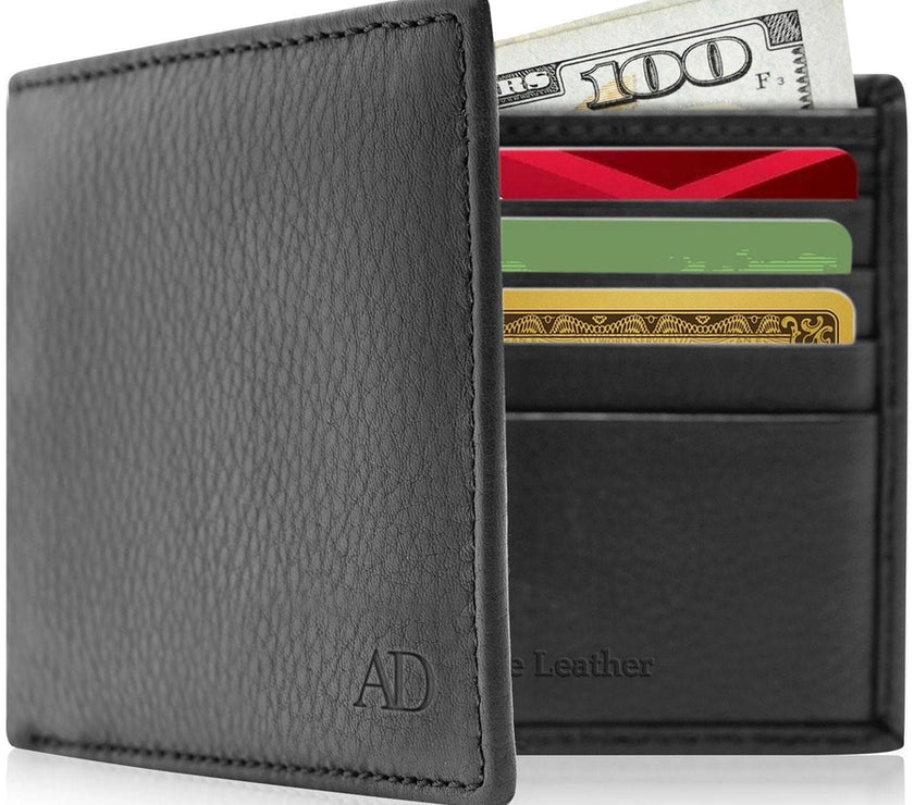 Slim Bifold Leather Wallet with Id Window