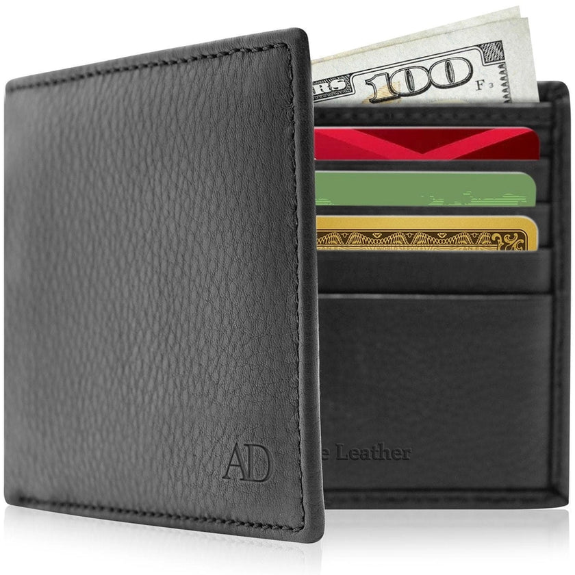 Slim Bifold Leather Wallet with Id Window