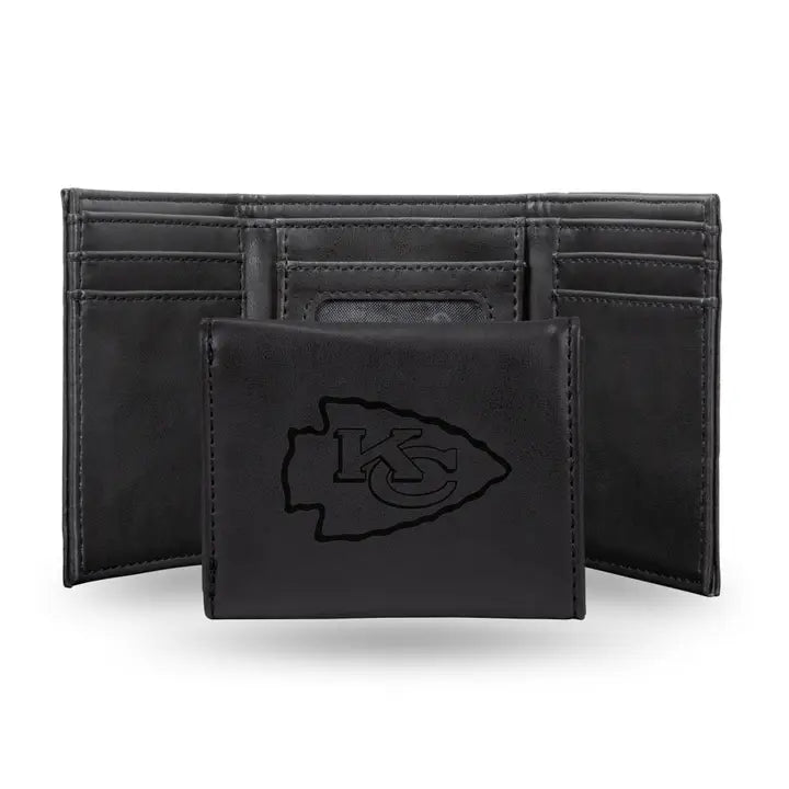NFL Kansas City Chiefs Black Faux Leather Trifold | Rico Industries