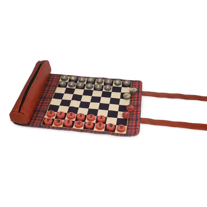 Pendleton Red & Black Check Pattern Chess & Checkers | Chronicle Books