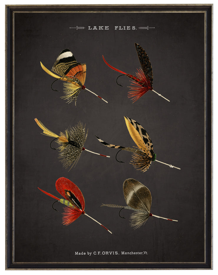Lake Fishing Flies | On Black Background