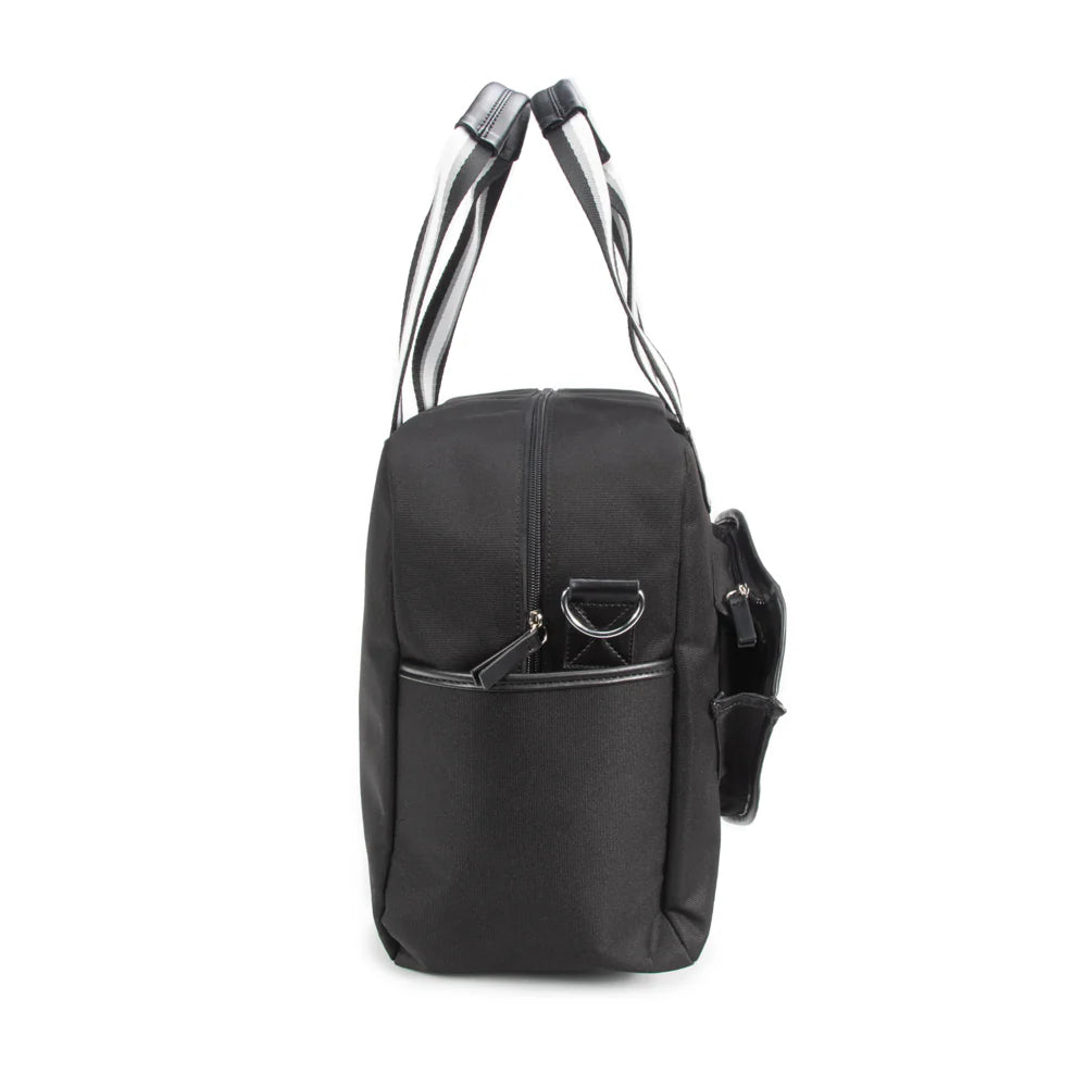 Black pickleball bag with a shoulder strap on a white background