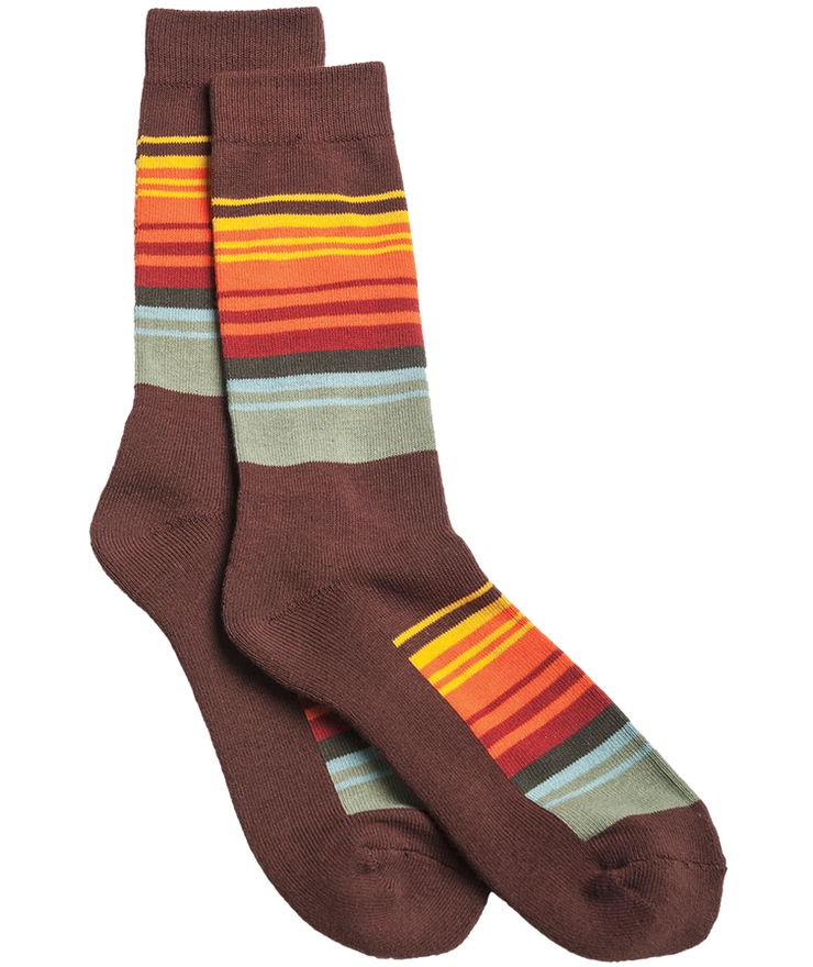 Grt Smokey Mtns Stripe Crew | Green, Orange and Brown Crew Socks