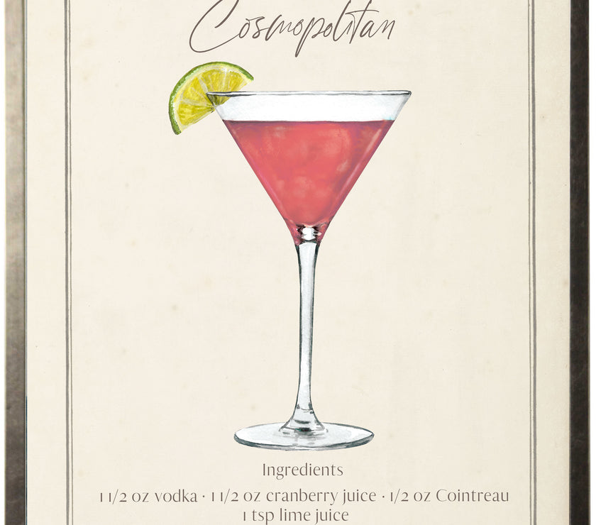 Cosmopolitan Cocktail and Recipe | Watercolor Art