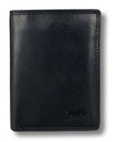 Leather RFID Men's Wallet w/ Snap Pocket - Black