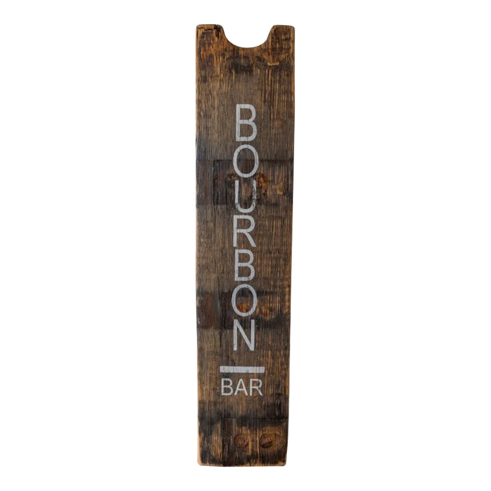 Wooden sign with 'Bourbon Bar' text on a white background