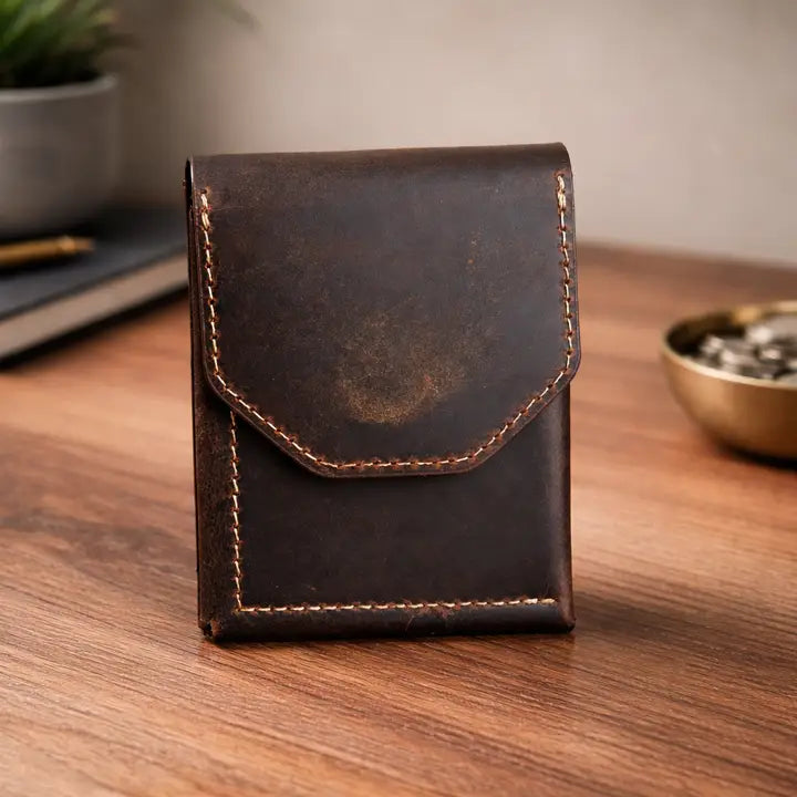 Leather Cash Wallet Vertical Minimalist Wallet