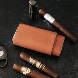 3 Cigar Protective Travel Case - Saddle Brown