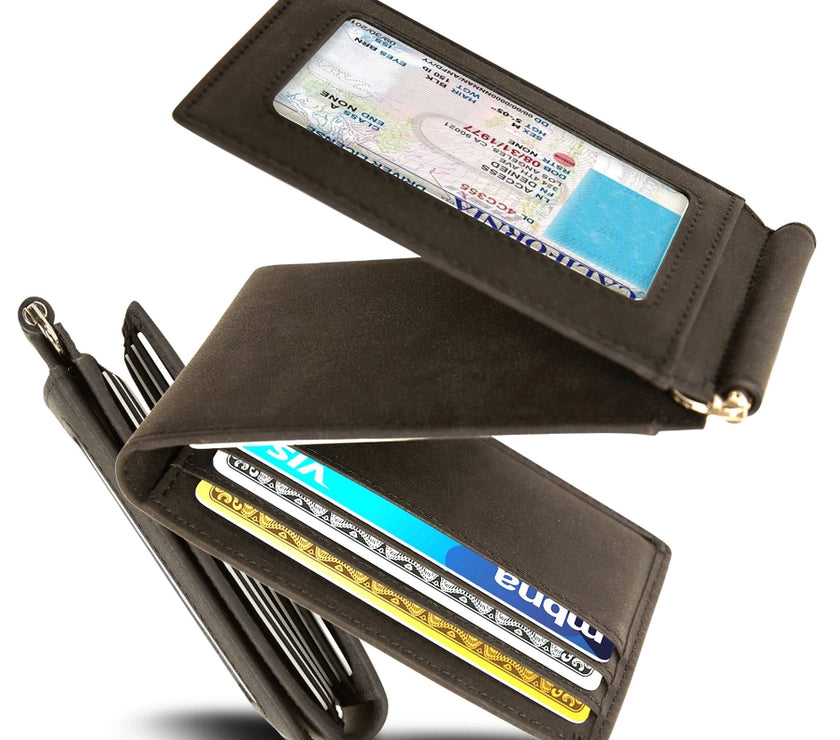 Trifold Vegan Leather Wallet with Money Clip