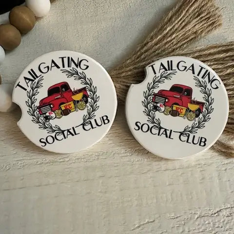 Kc Chiefs Tailgating Social Club Car Coaster Set | Dogwood Graphics & Design
