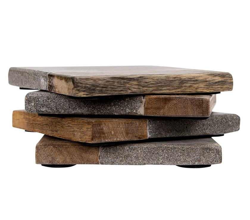 Cement & Wood Coaster (Set of Four)