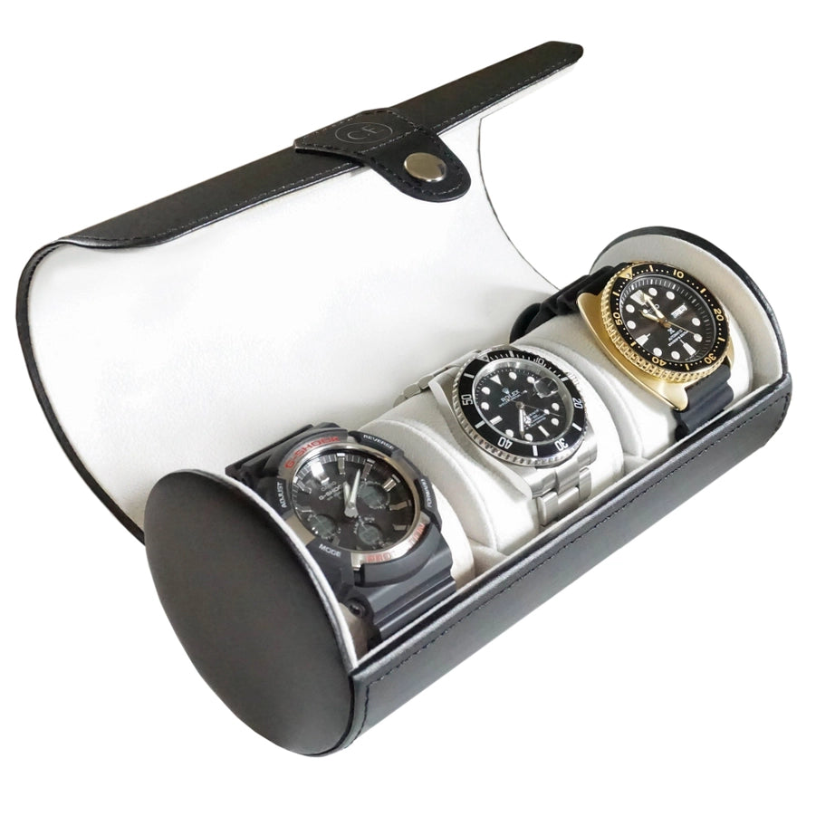 Travel Watch Case - Black Vegan Leather