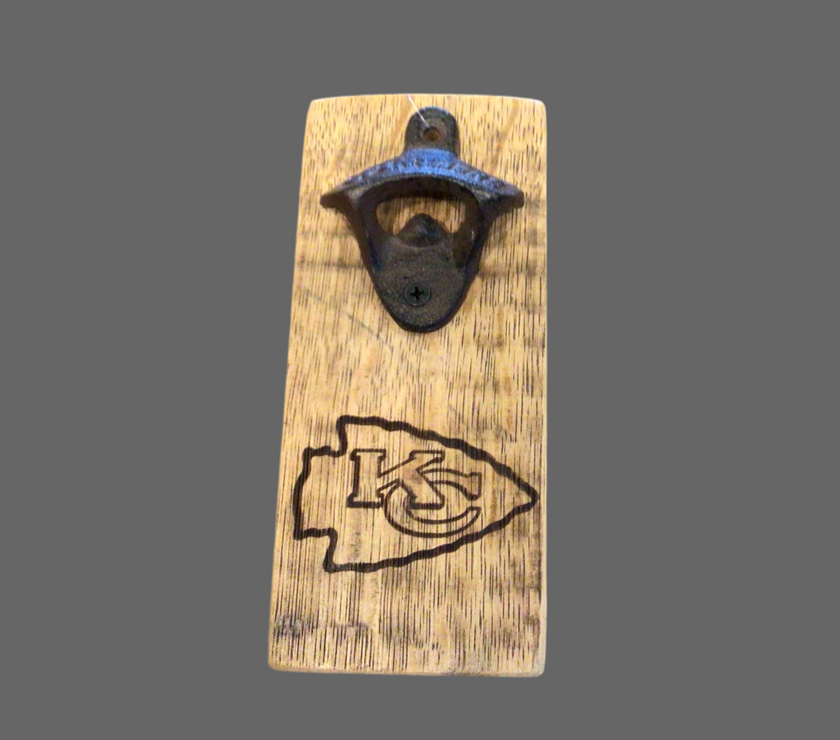 Kansas City Chiefs Barrel Stave Bottle Opener