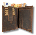 Leather RFID Men's Wallet w/ Snap Pocket - Cognac