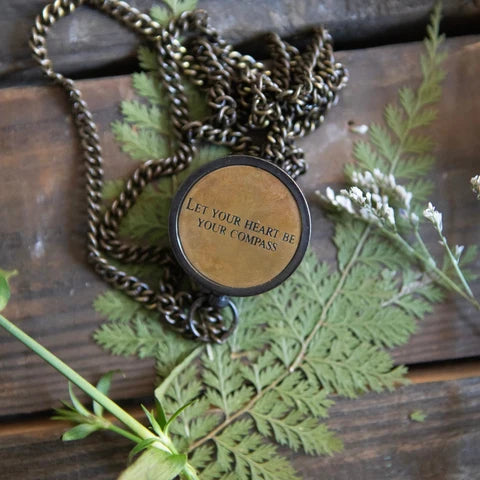 Let your Heart Be Your Necklace (Compass with Leather Pouch)