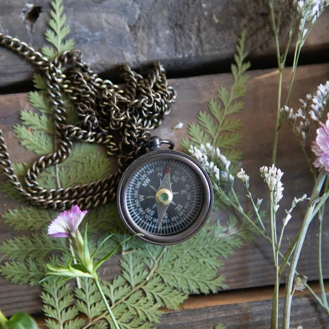 Let your Heart Be Your Necklace (Compass with Leather Pouch)