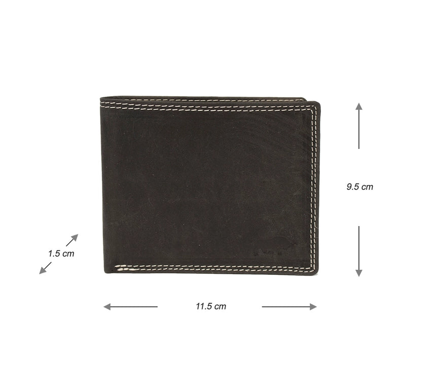 RFID Men's Wallet Buffalo Leather - Black