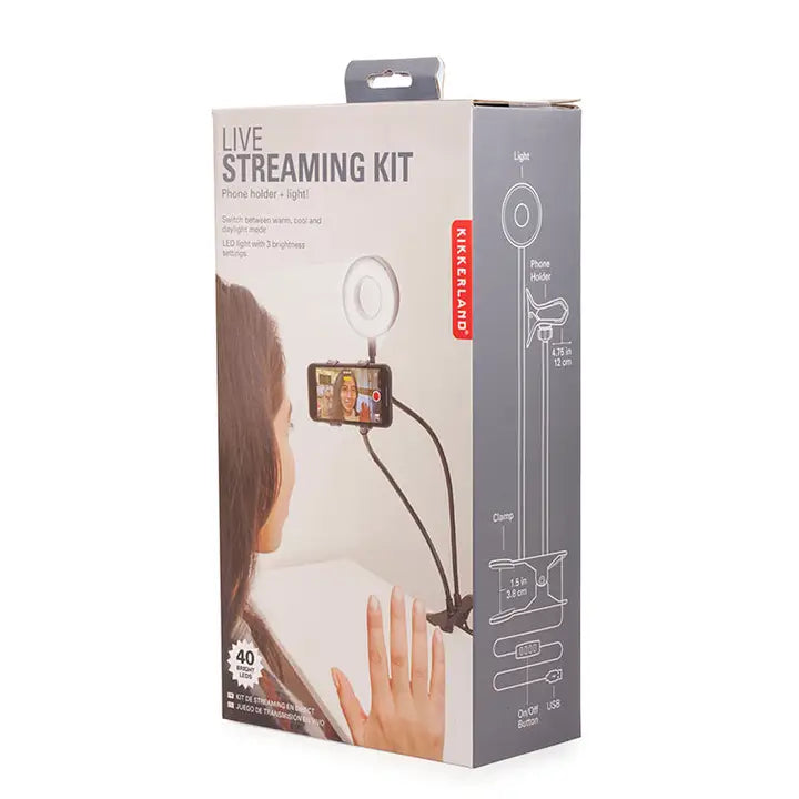 Live Streaming Kit (Phone Holder & Light) | Kikkerland Design Inc.