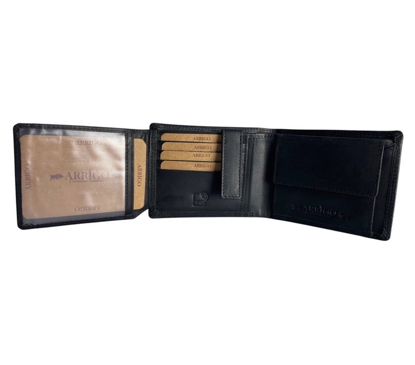 Men's Billfold - Buffalo Leather - RFID Anti Skim - Black