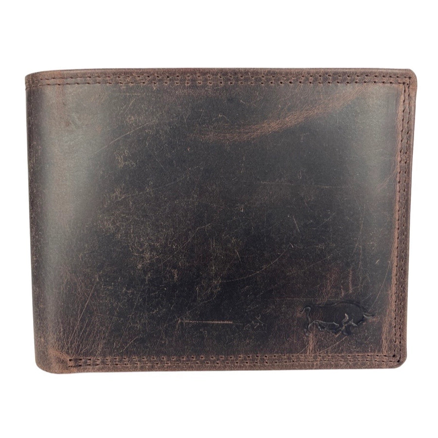 Buffalo Leather - RFID Men's Wallet - Dark Brown