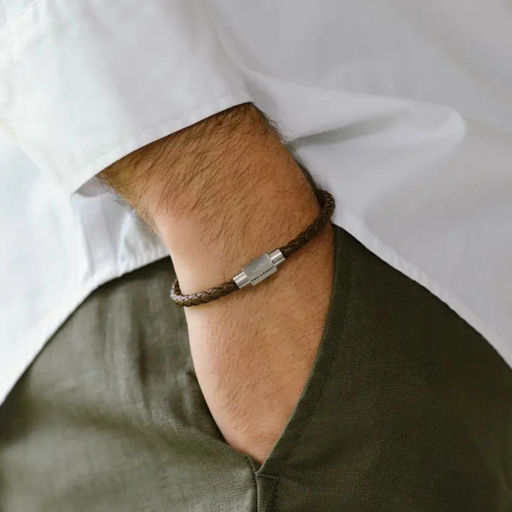 Luke Landon Nappa Leather Bracelet Brown