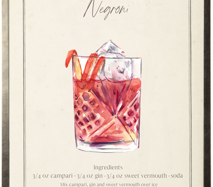 Negroni Cocktail and Recipe | Watercolor Art