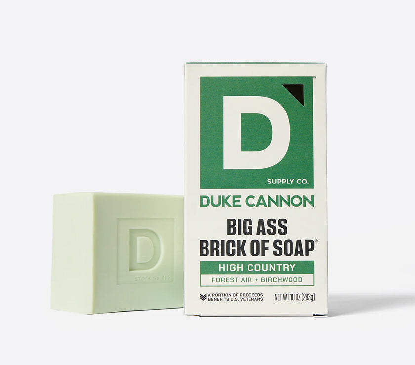 Duke Cannon soap bar and packaging on a white background