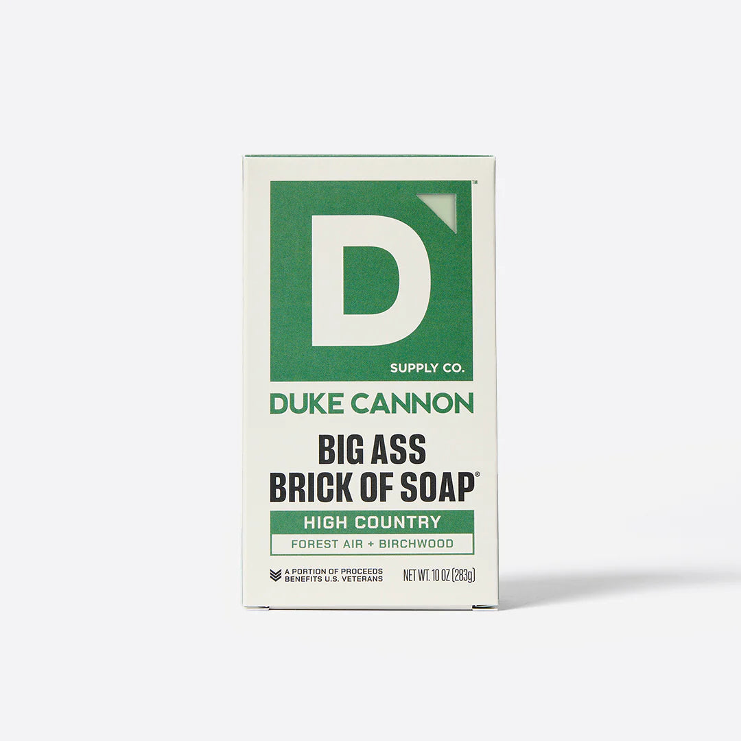Box of Duke Cannon soap on a white background