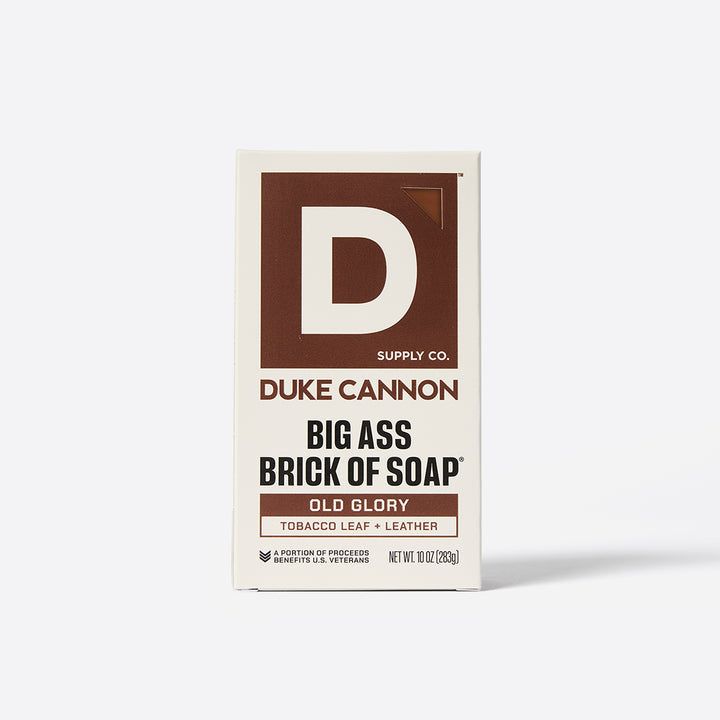 A package of Duke Cannon's Big Ass Brick of Soap in scent Old Glory.
